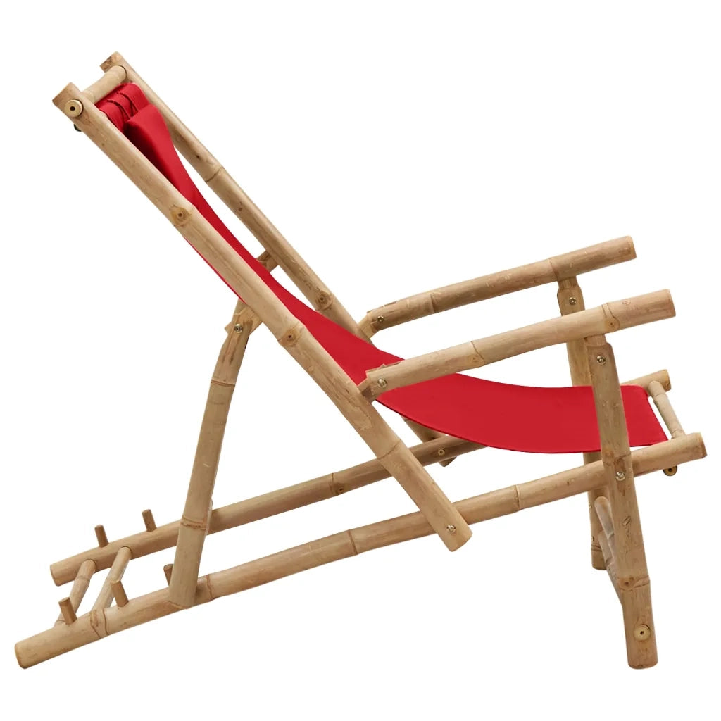 Sedia a Sdraio in BambÃ¹ e Tela Rosso cod mxl 16974
