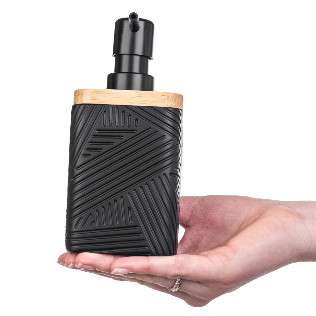 Dispenser di sapone liquido KADAX da 300 ml, nero, per bagno, con pompa.
