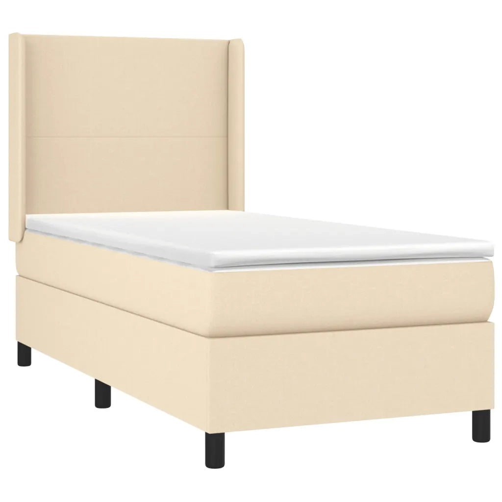 Giroletto a Molle con Materasso-Struttura Letto Crema 90x190 cm in Tessuto 360101