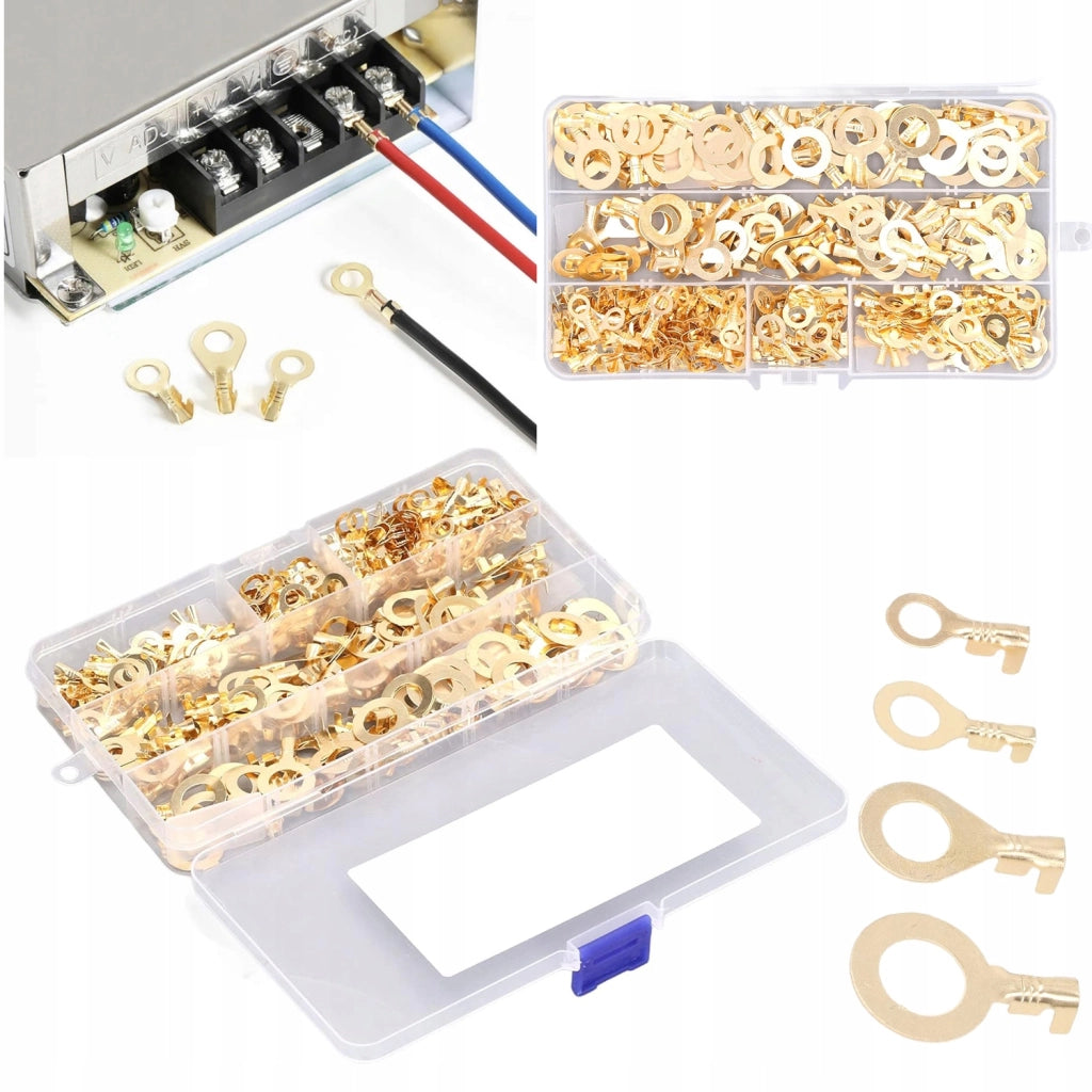 Set di Connettori ad Anello M6-M10 – Ottone di Alta Qualità | 300 Pezzi, Alta Conduttività, Resistenza all'Ossidazione