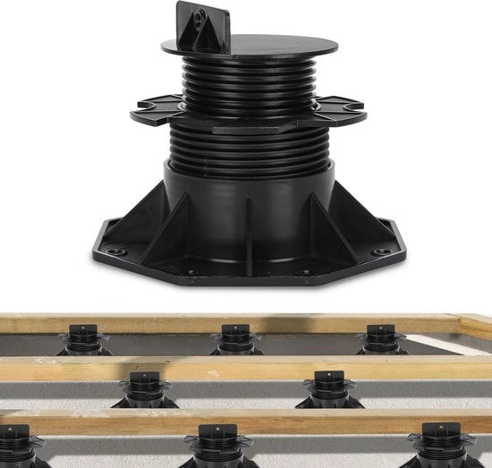 50x Supporti per pavimento regolabili - 60-140 mm - Sostegno per giardino - Adatto per sottosterza pavimento - Regolabile in altezza - Adatto per WPC, pietra, rete
