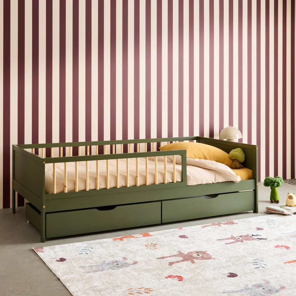 Letto nido per bambini 190cm in pino naturale con rete a doghe e