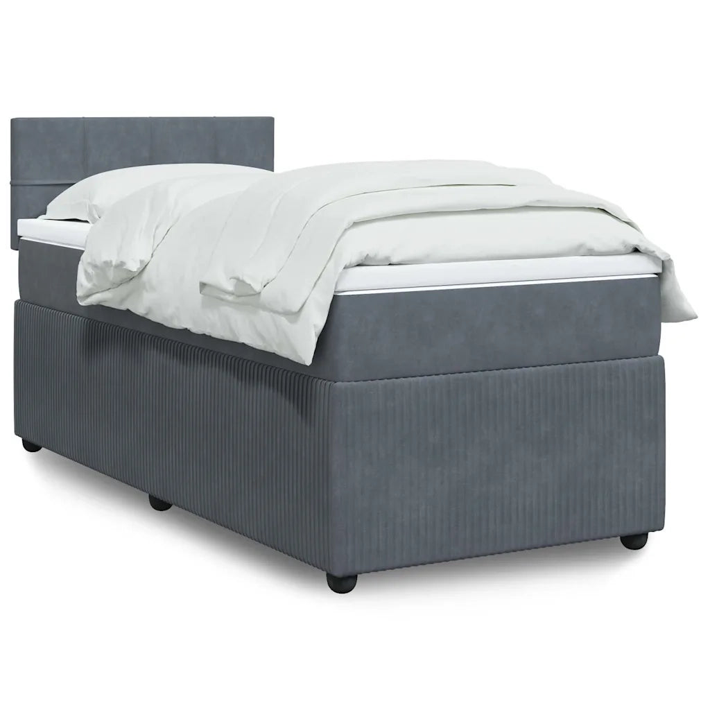 vidaXL Giroletto a Molle con Materasso Grigio Scuro 100x200 cm Velluto