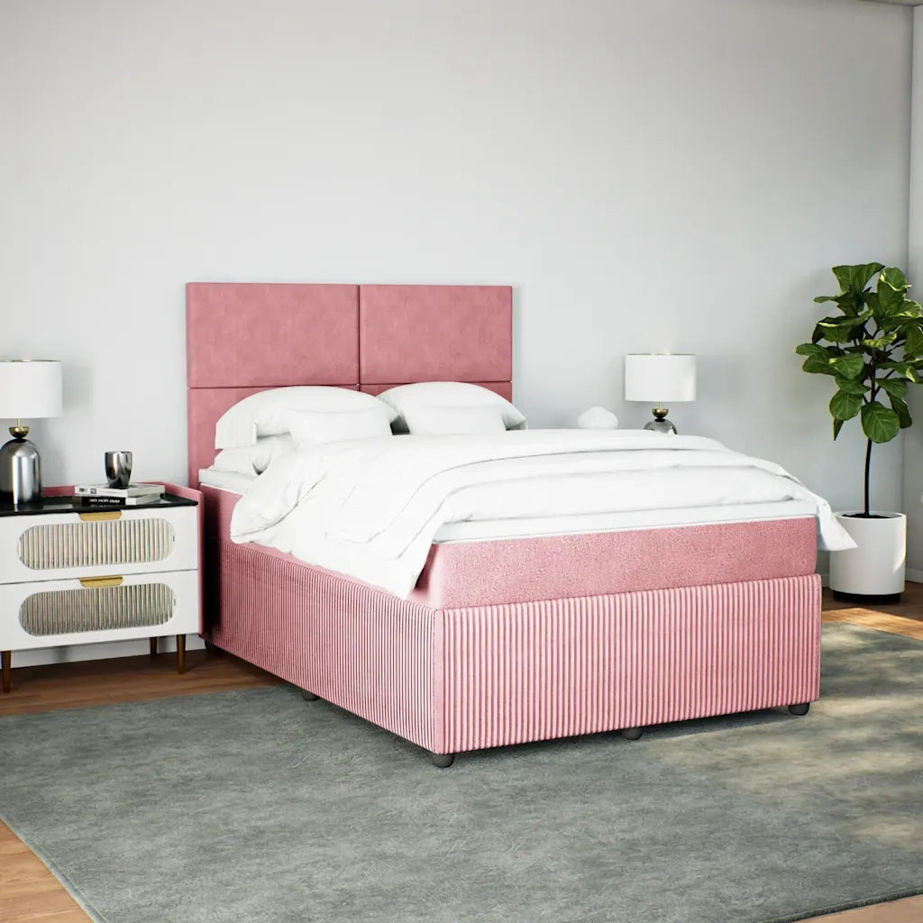 Giroletto a Molle con Materasso Rosa 140x190 cm in Velluto