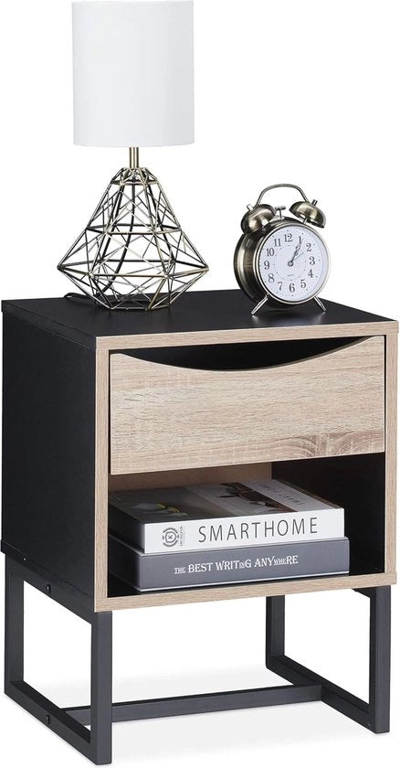 Cassa notturna con caricabatterie - Tavolo da notte quadrato con ripiano caricabatterie per camera da letto e soggiorno - 50x39x35 cm