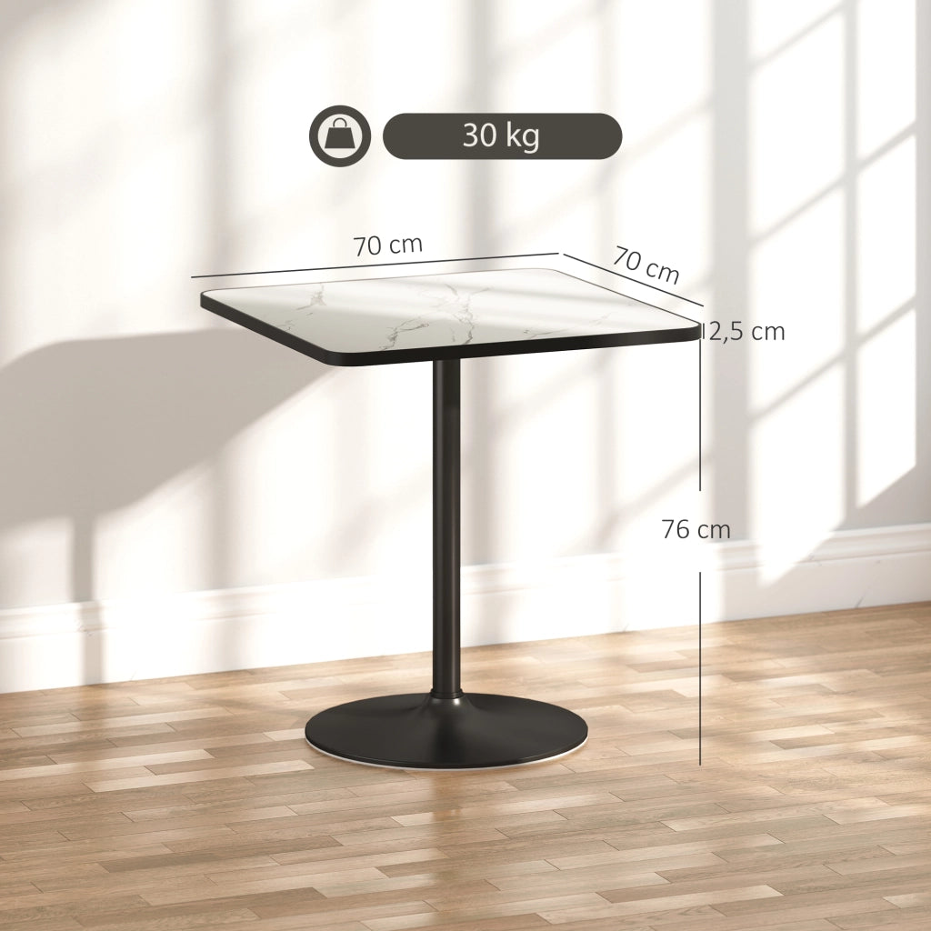 Tavolo da pranzo per 4 persone ¨C zephmum ¨C bianco, effetto marmo, 70x70 cm