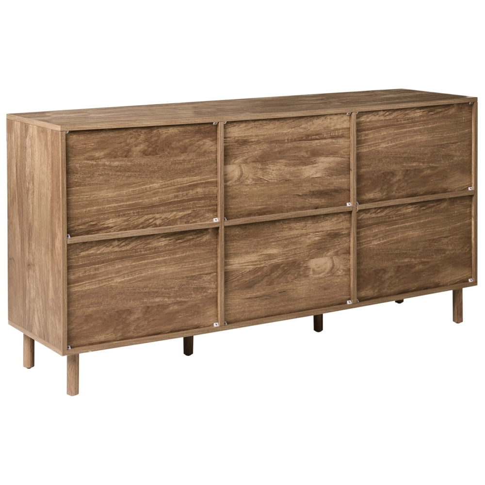 Credenza a 3 ante in MDF marrone chiaro con gambe in legno di pino mobile indipendente con ripiani mobile contenitore per la casa credenza alta in stile minimalista