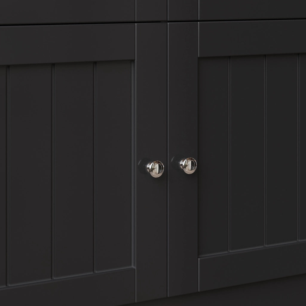 Credenza alta 140x40x175 cm con illuminazione LED controllabile da app in MDF nero