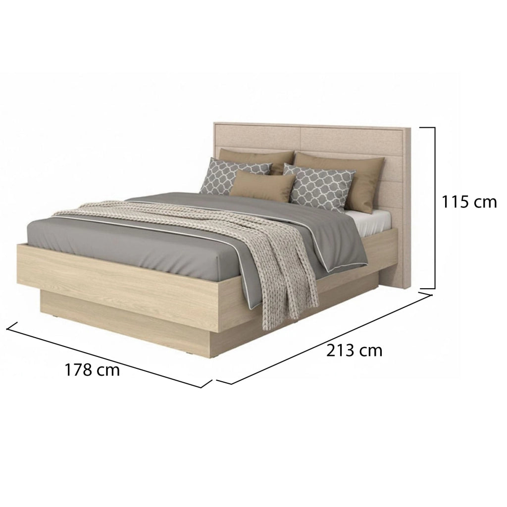 Letto Matrimoniale Tirso, Letto Matrimoniale Dimensione Materasso 160x200 cm, Marrone Rovere