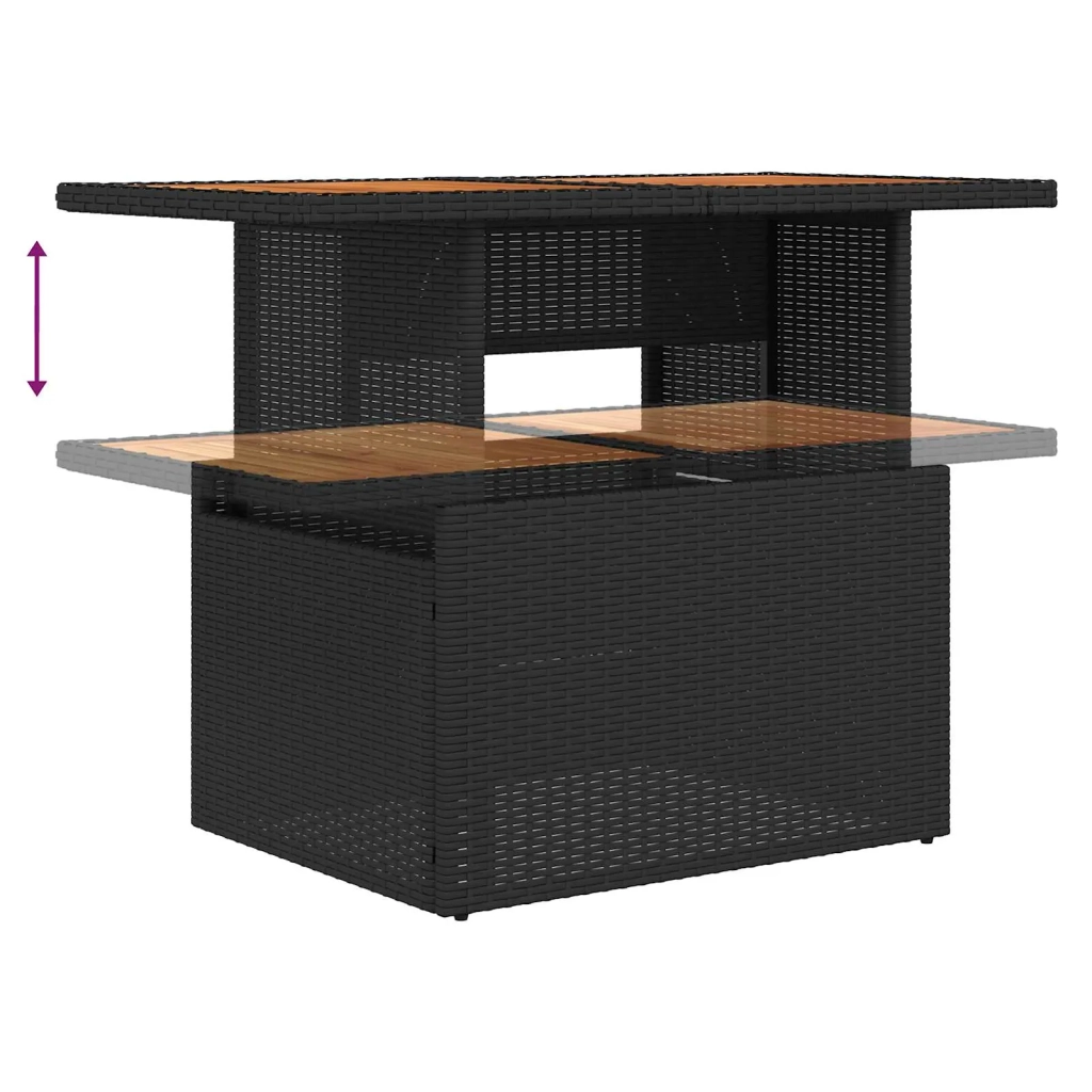Set da Pranzo per Giardino con cuscino 7 pcs Nero e Marrone 3350075