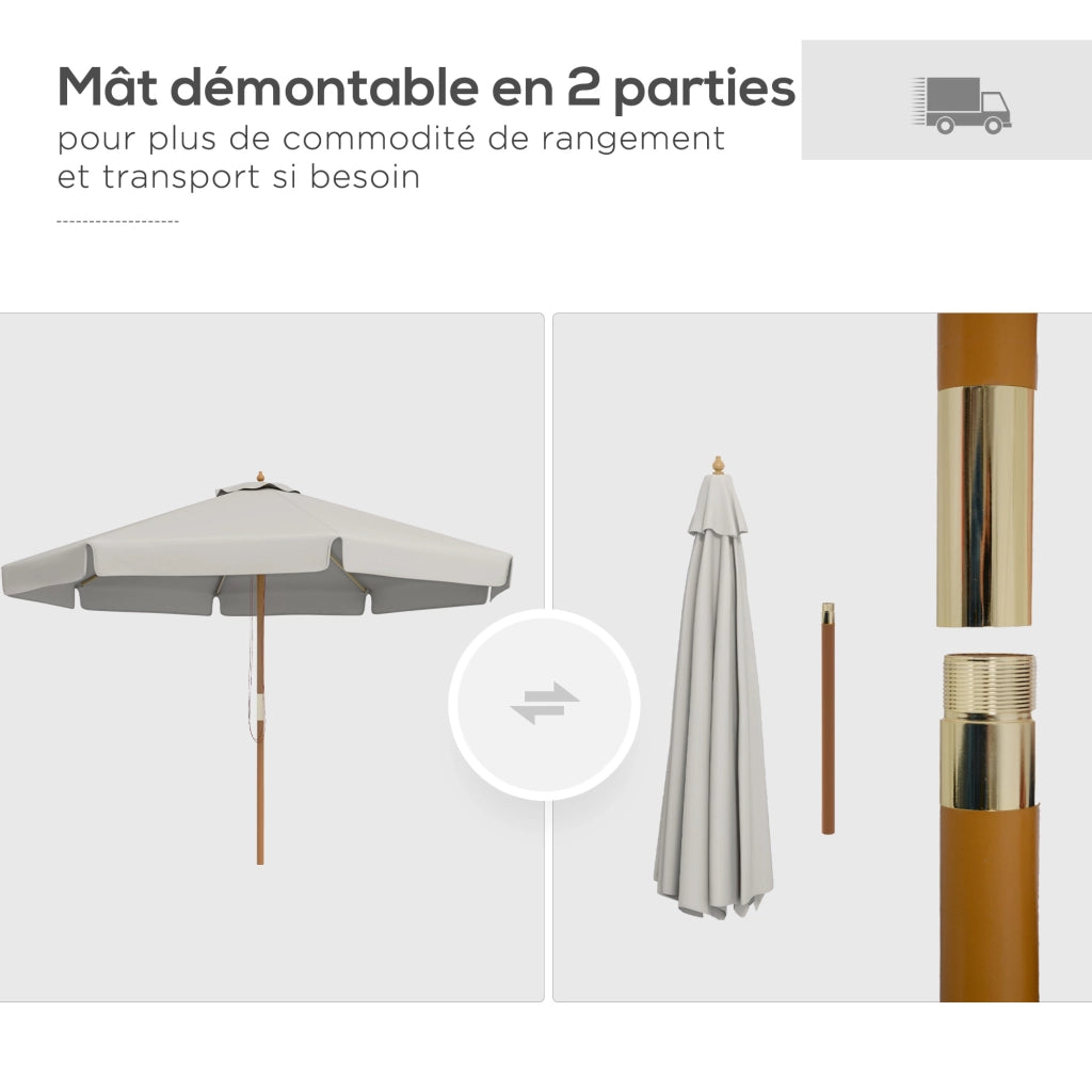 Parasole da giardino rotondo grande in bamb¨´ grigio ¨C zephmum ¨C ? 300 cm