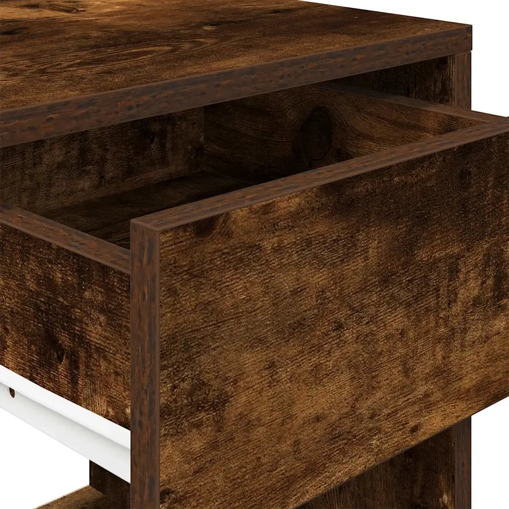 vidaXL Comodino con Cassetto Rovere Fumo 35x34x66,5 cm