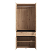 Armadio Camera da Letto Vimercati, Guardaroba Grande 3 Ripiani, 93x210.5h cm Marrone Rovere Nodi