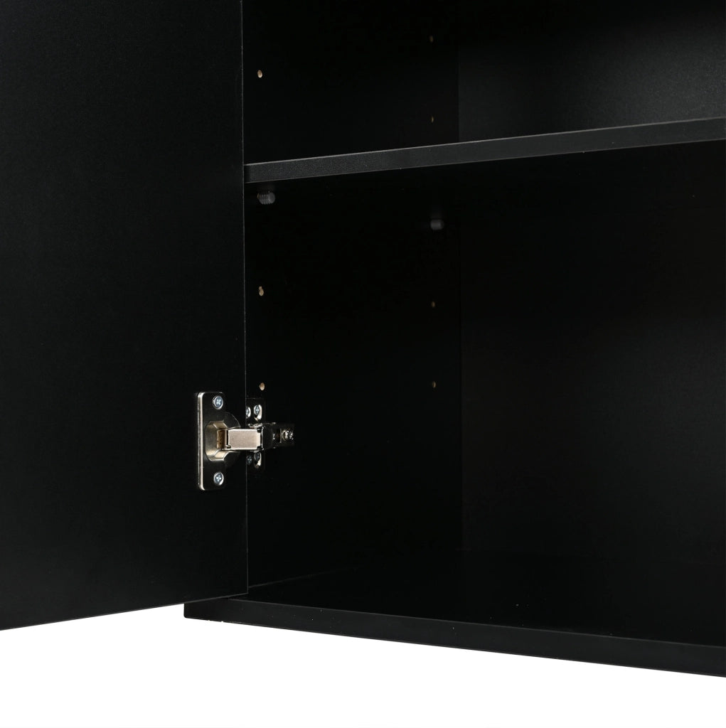 Scarpiera slim con 1 anta; 1 cassetto e 2 vani ribaltabili; 100x35x105 cm; nero e legno