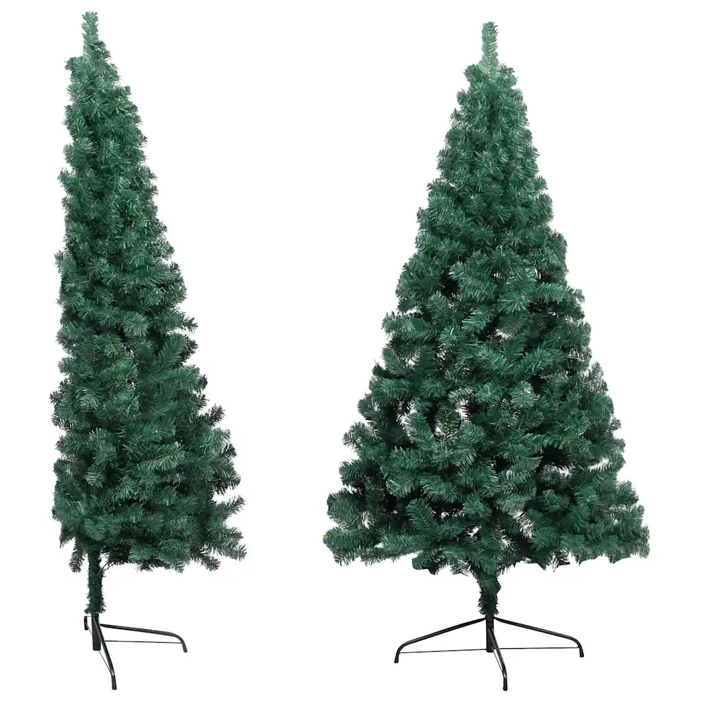 Albero di Natale a Metà Preilluminato con Palline Verde 240 cm 3077567