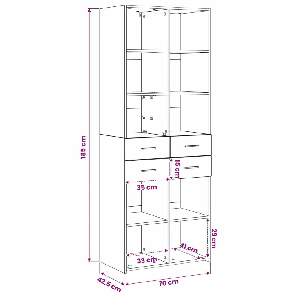Libreria Rovere nero 30 x 42.4 x 185.2 cm 3446620