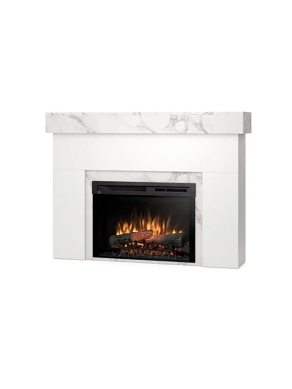 AVEN - Caminetto Elettrico da pavimento A Libera Installazione A LED 26" Bianco opaco - Marmo cristallo