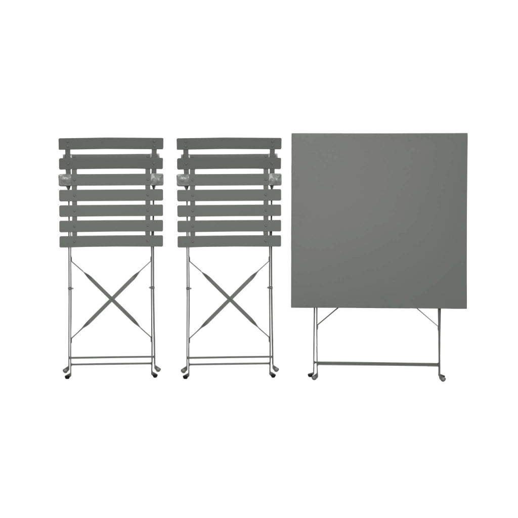 Set tavolo da giardino pieghevole in acciaio con 2 sedie, 70cm, verde