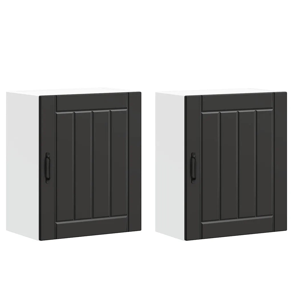 Pensili da cucina 2 pz Lucca in Legno Multistrato Nero 853800