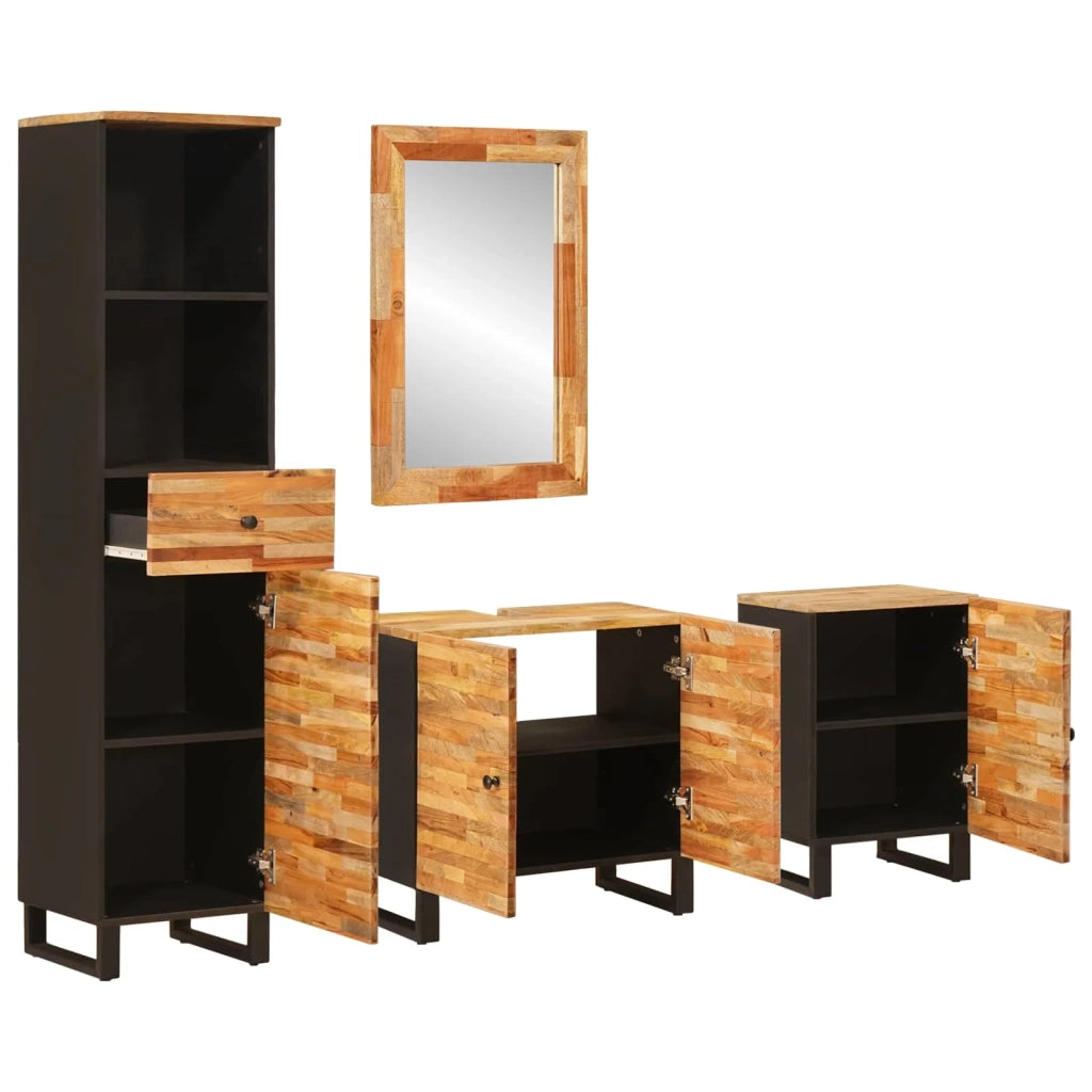 Set da Bagno con cassetto Naturale Legno di mango massello
