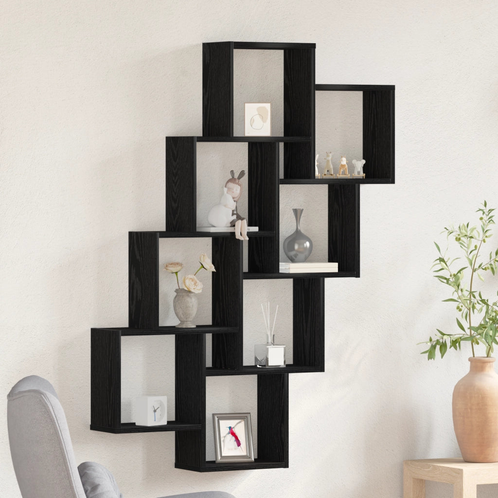 Armadio a Muro  Nero Rovere 90x15x119,5 cm in Legno Ingegnerizzato