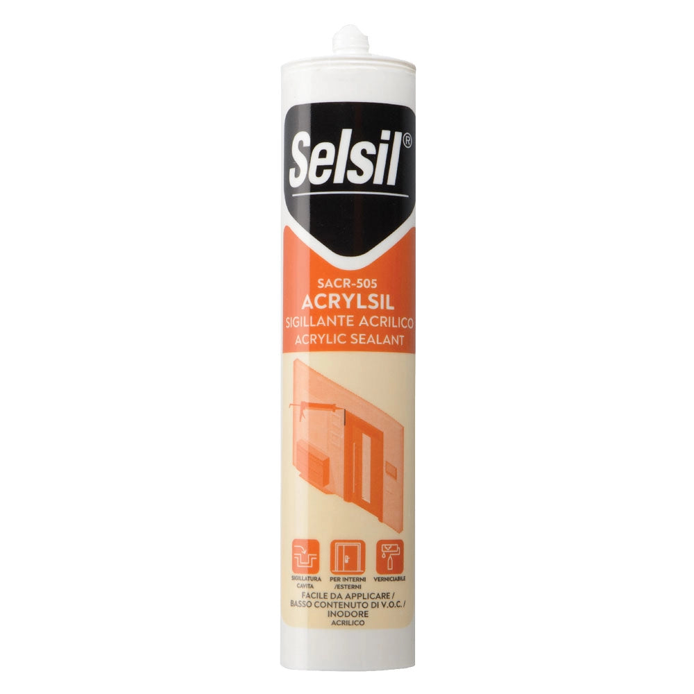 SILICONE ACRILICO 'SACR' bianco ml 310 (ral 9010)- 25 pezzi  - SELSIL