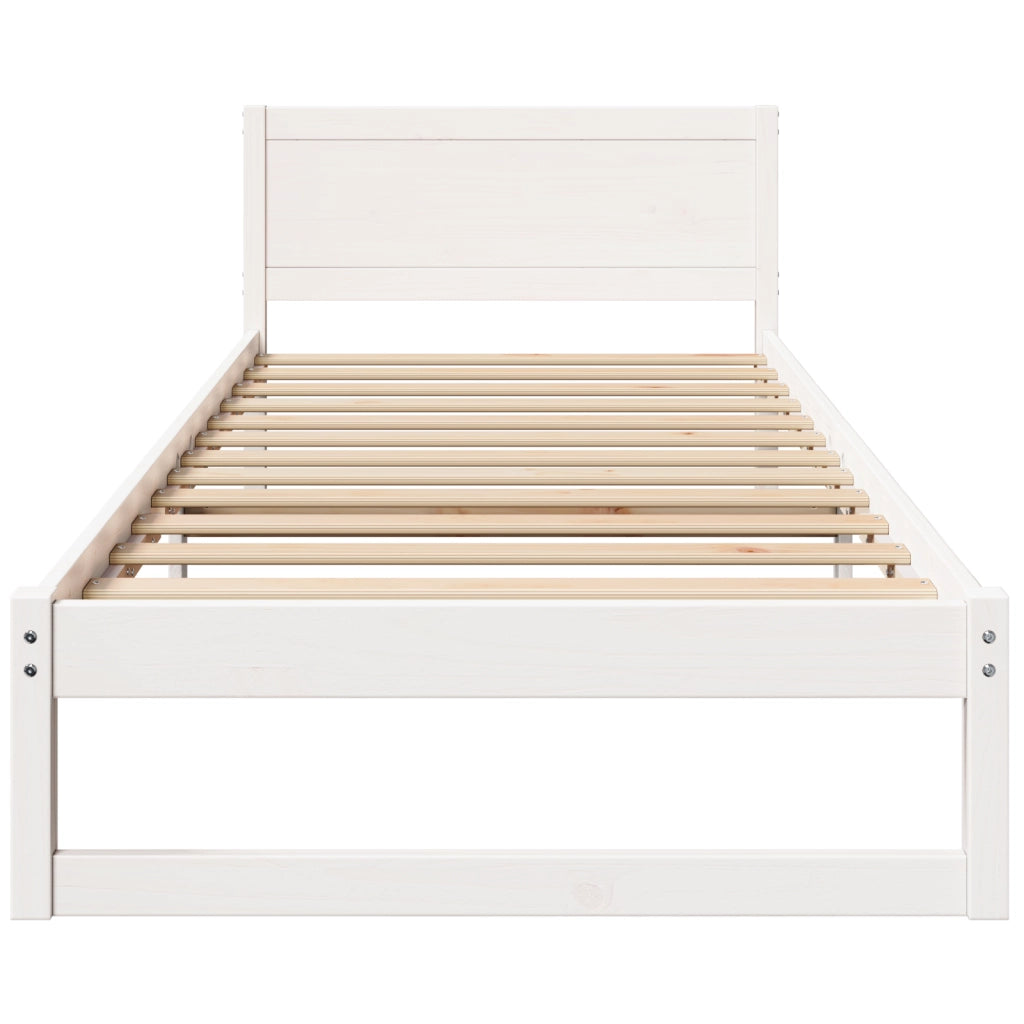 Struttura Letto Bianco Legno di Pino Singolo Durevole