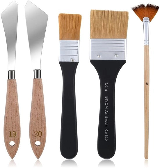 Set di 5 misuratori di colore - Strumenti per artisti - Pennelli e paletta - 5 cm e 2,5 cm - Adatto per la pittura - Antiruggine