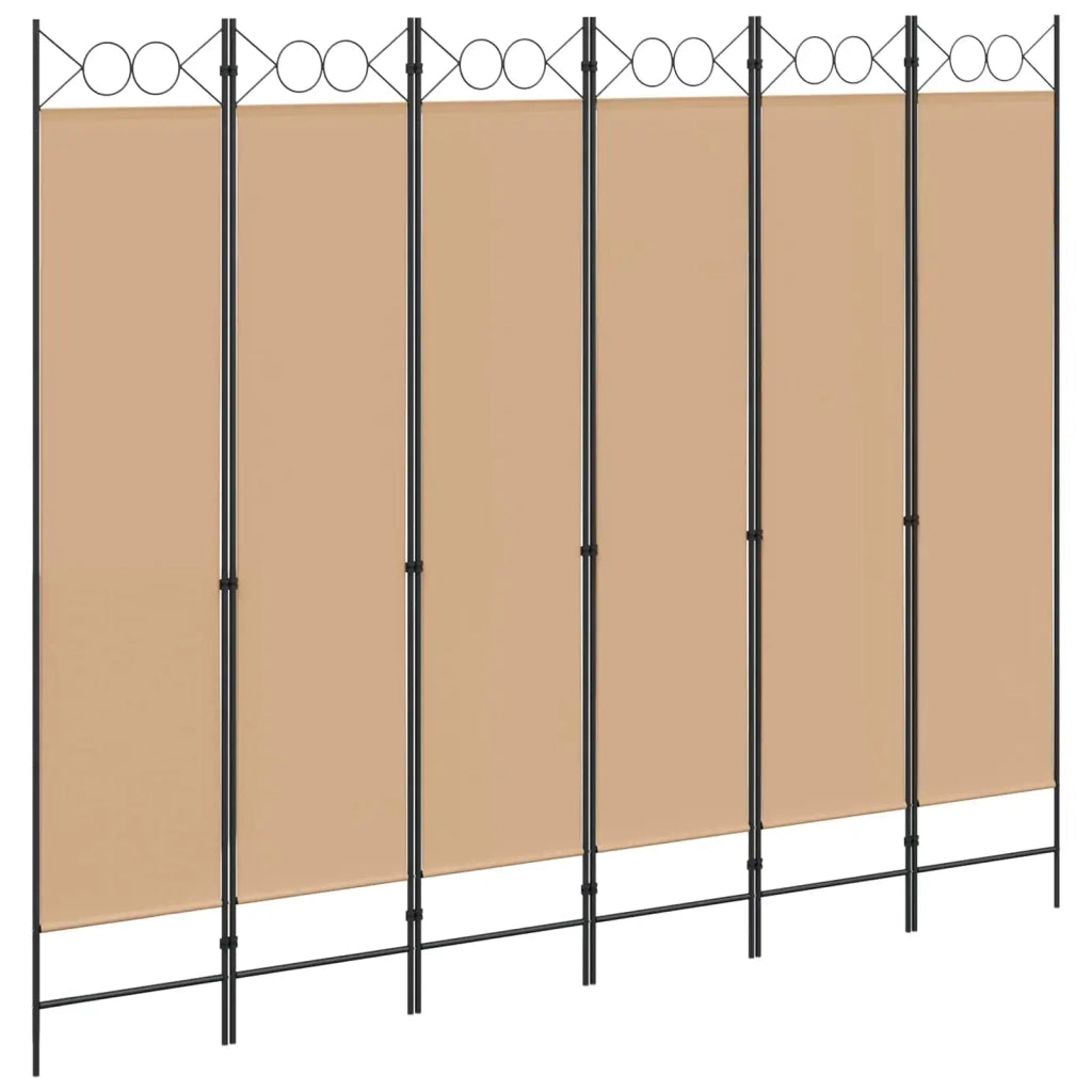 Divisore per Stanza a 6 Pannelli Beige 240 x 200 cm Tessuto 42039202