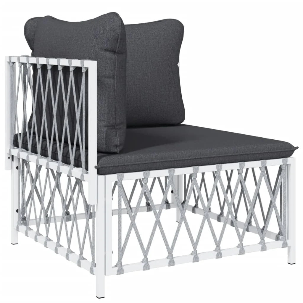 Set di mobili da giardino mobili da esterno con cuscini 5 pezzi acciaio bianco 02_0018304