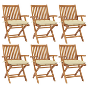 Sedie da Giardino Pieghevoli con Cuscini 6 pz Massello di Teak cod mxl 75196
