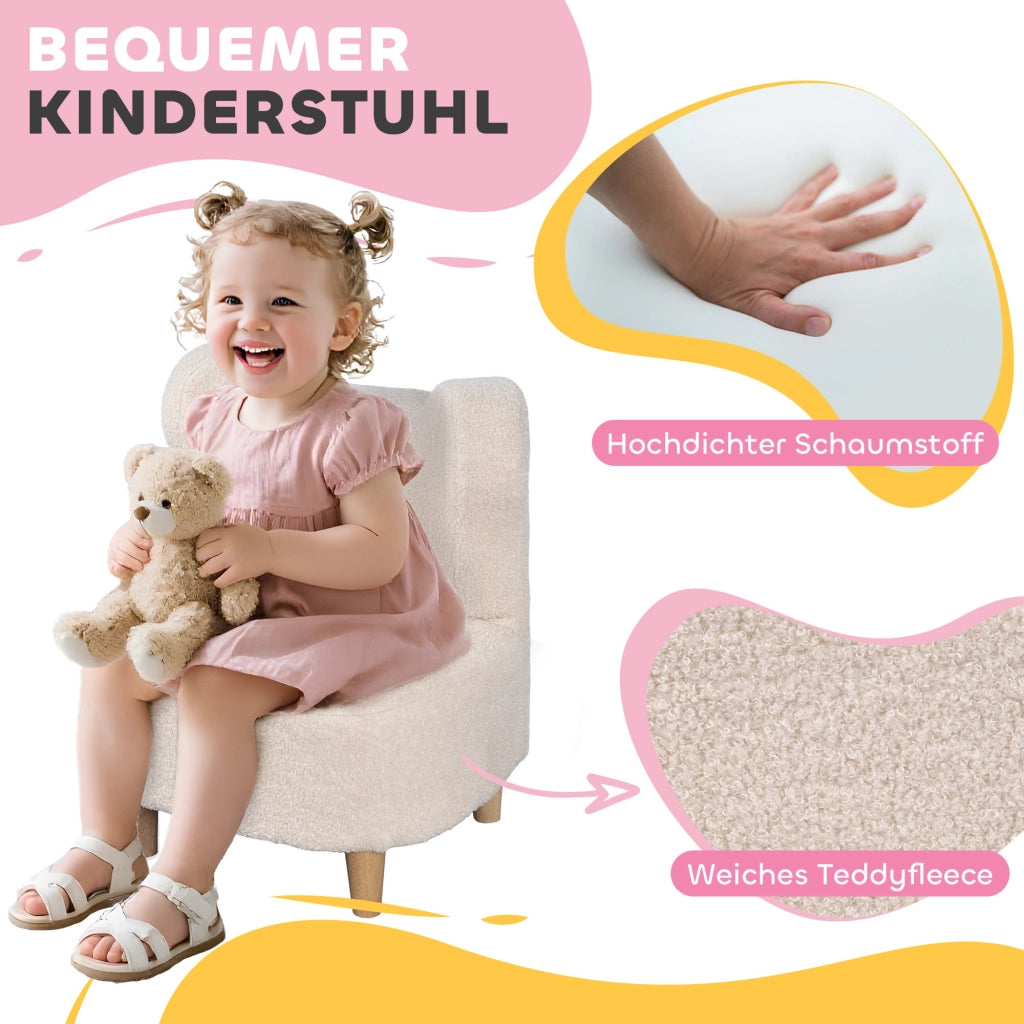 Poltrona per bambini con orecchie da orso ¨C Zephmum ¨C Beige