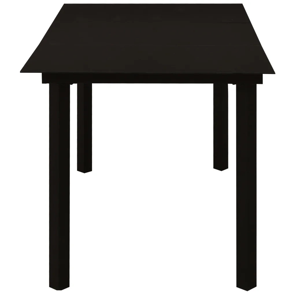 Set da Pranzo da Giardino 7 pz Nero in Vetro e Acciaio