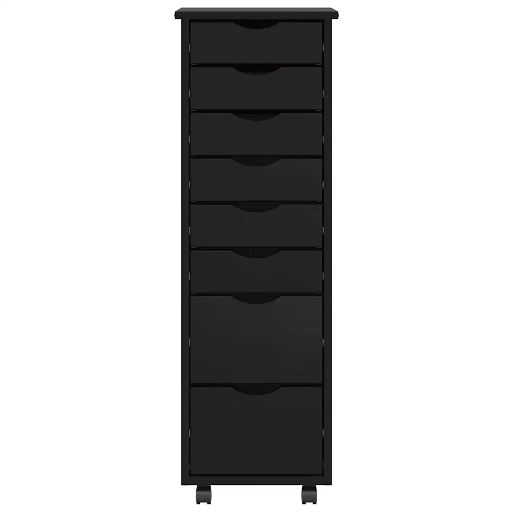 Armadietto Rotante con Cassetti MOSS Nero Legno Massello Pino 4015786
