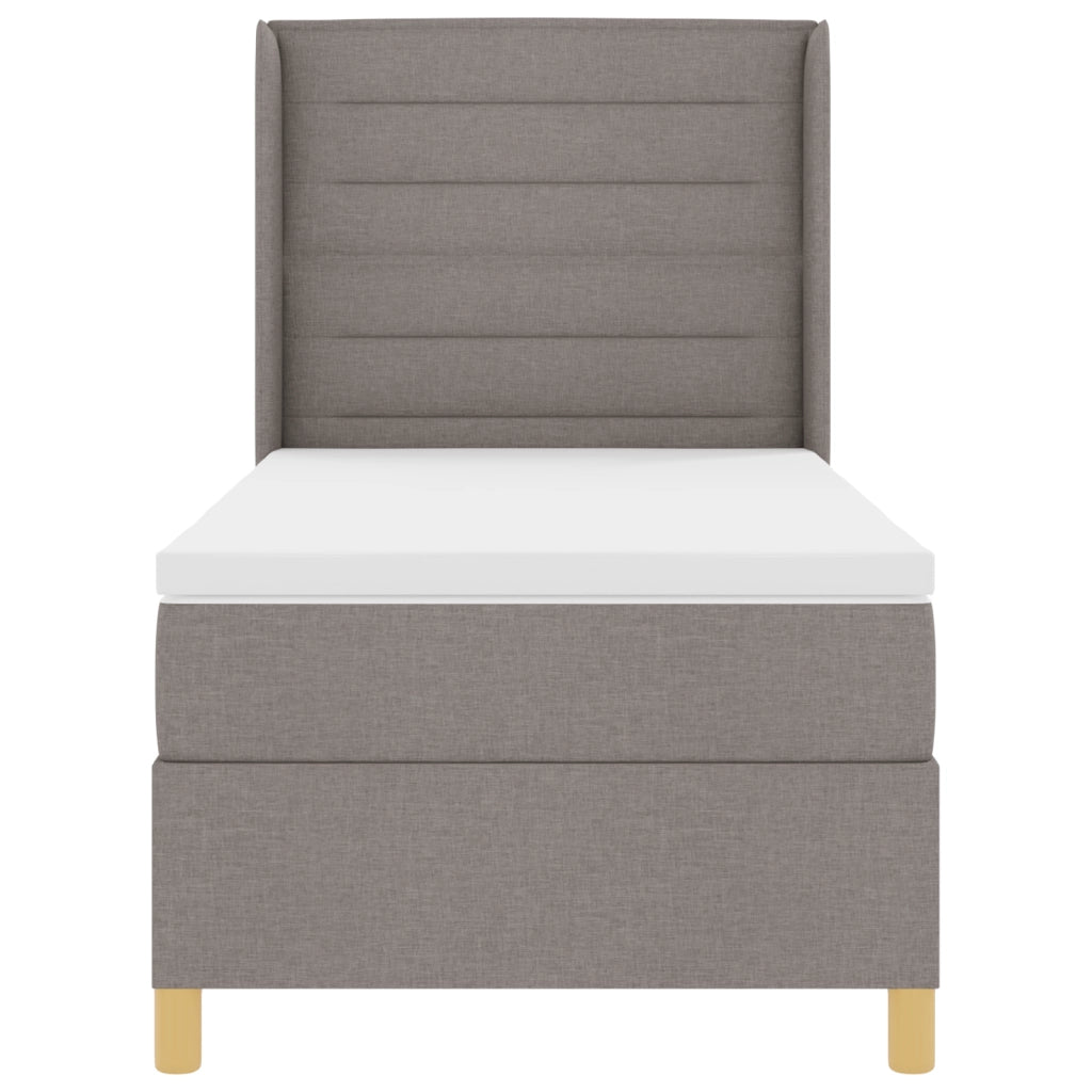Letto Box Spring con Materasso Tortora 90x190 cm Tessuto