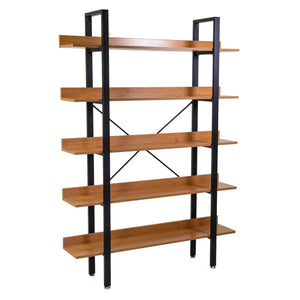 Libreria 5 ripiani 120x28xh171 cm in Metallo e Legno Achille Naturale