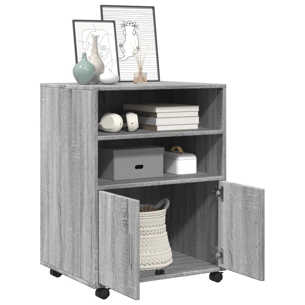 Armadietto con Ruote Grigio Sonoma 60x48x81cm in Truciolato