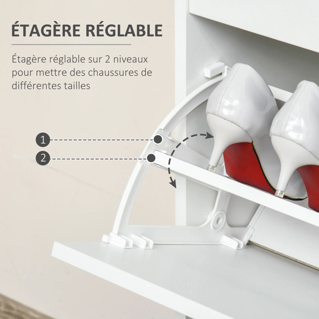 Scarpiera con cassetti e ripiano regolabile ¨C zephmum ¨C Bianco 70x29x92