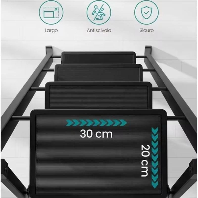 Scaletto Sgabello Scala Black Mini Plus Antiscivolo 4 Gradini