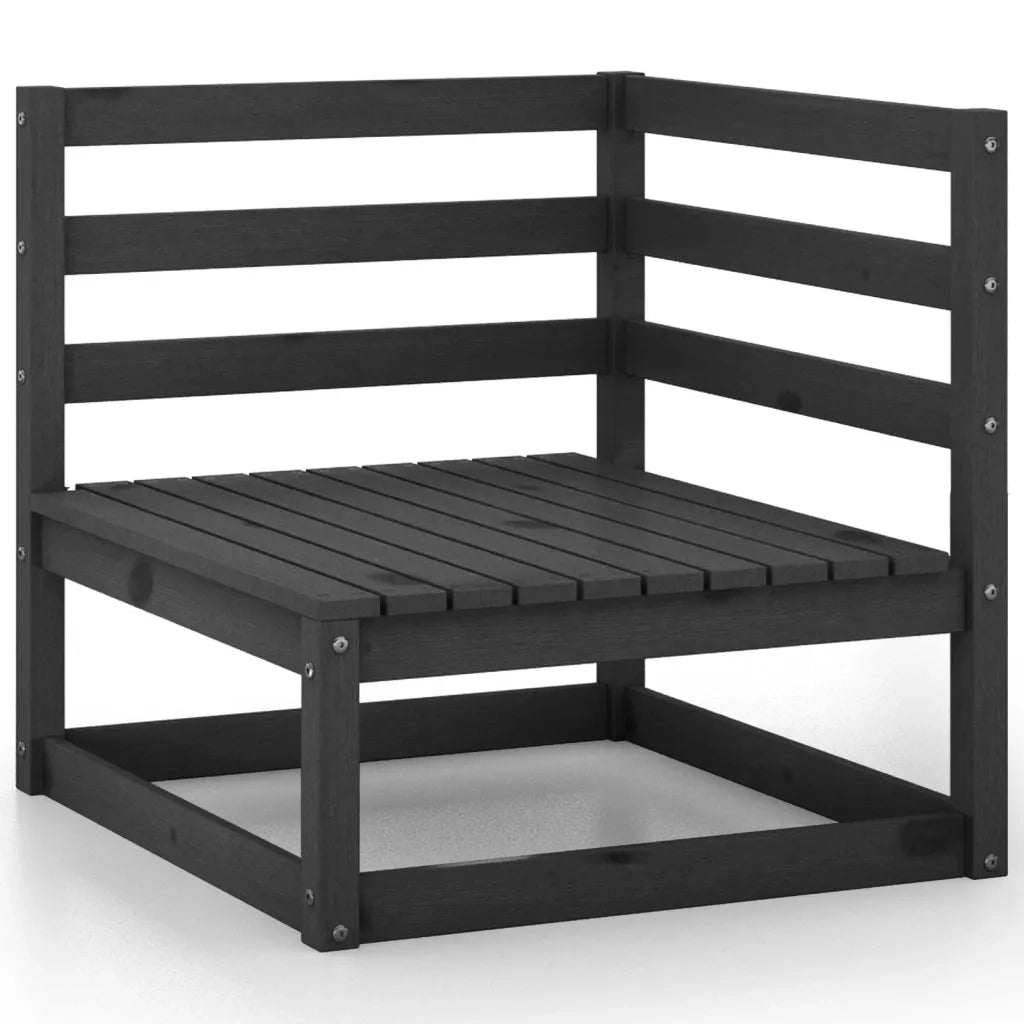 Set Divani da Giardino 7 pz Nero in Legno Massello di Pino 3075418