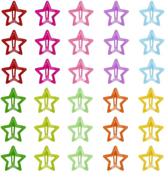 Set di spille per capelli da 30 pezzi - Spille per capelli con stelle - Spille per capelli colorate - Spille per capelli luminose - Spilla per capelli in metallo - Set di spille per capelli a motivi animali