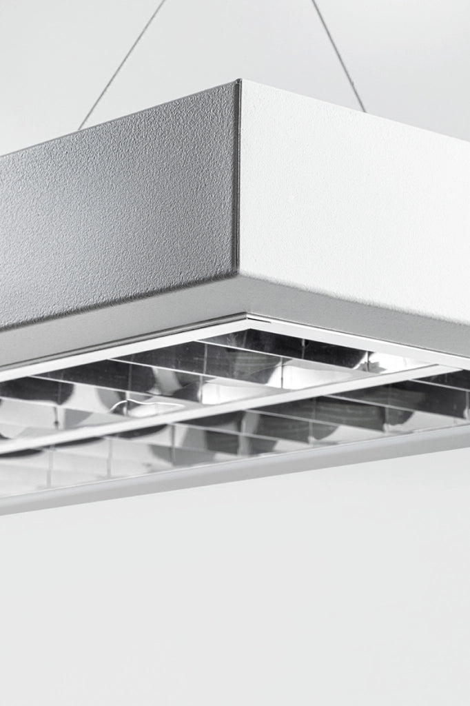 BILL EVO - Sospensione LED 58W 4000K CRI90 UGR19 - Lampada a sospensione in acciaio bianco - Rossini Group