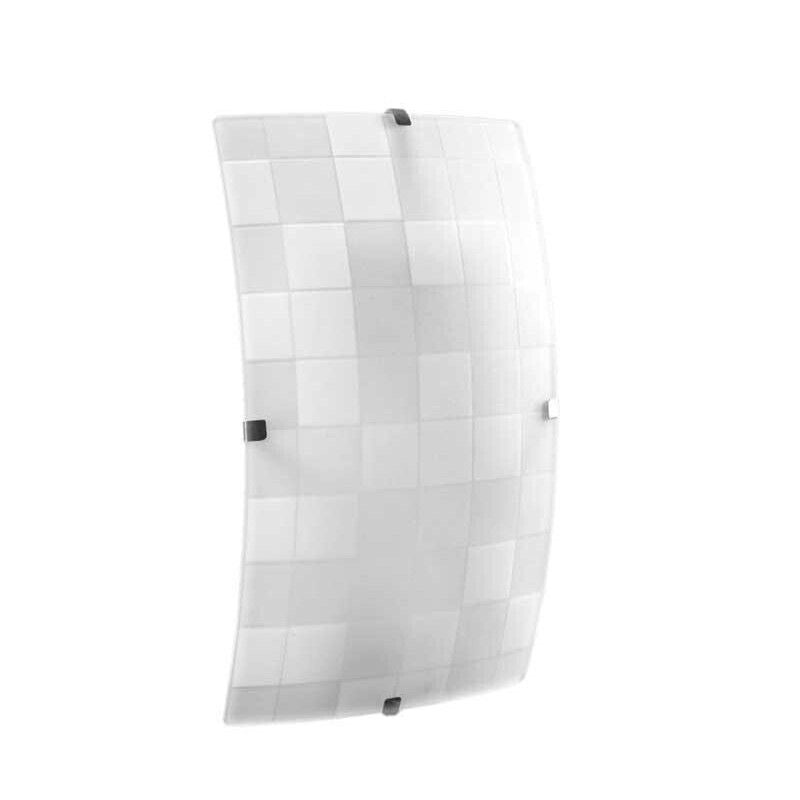 PLAFONIERA APPLIQUE RETTANGOLARE 30X18 CM CON DESIGN A QUADRI COLORE BIANCO