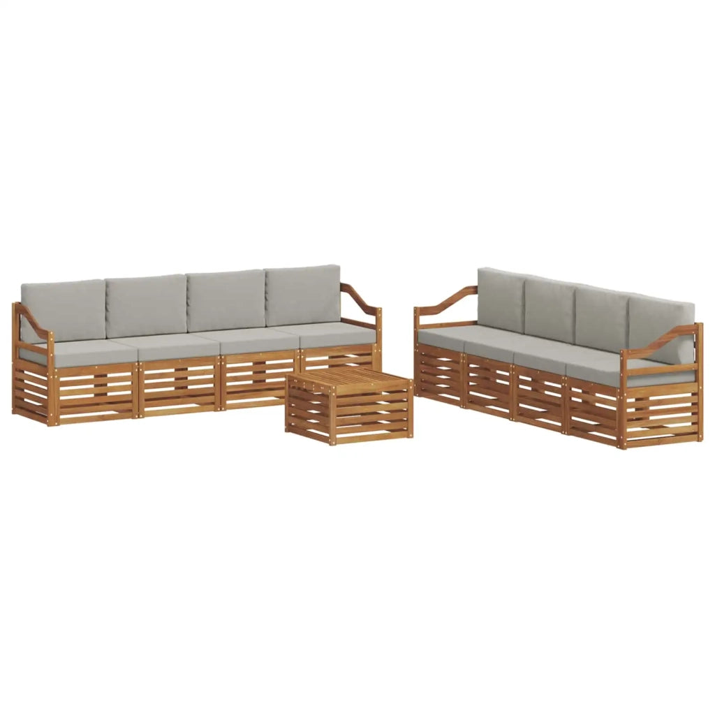 Set divani con cuscino 9 pcs Grigio Naturale e Chiaro
