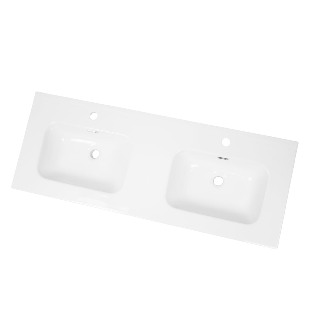 Lavabo ad incasso in ceramica bianco lucido per mobili bagno *** misure 121x46 cm, confezione 1