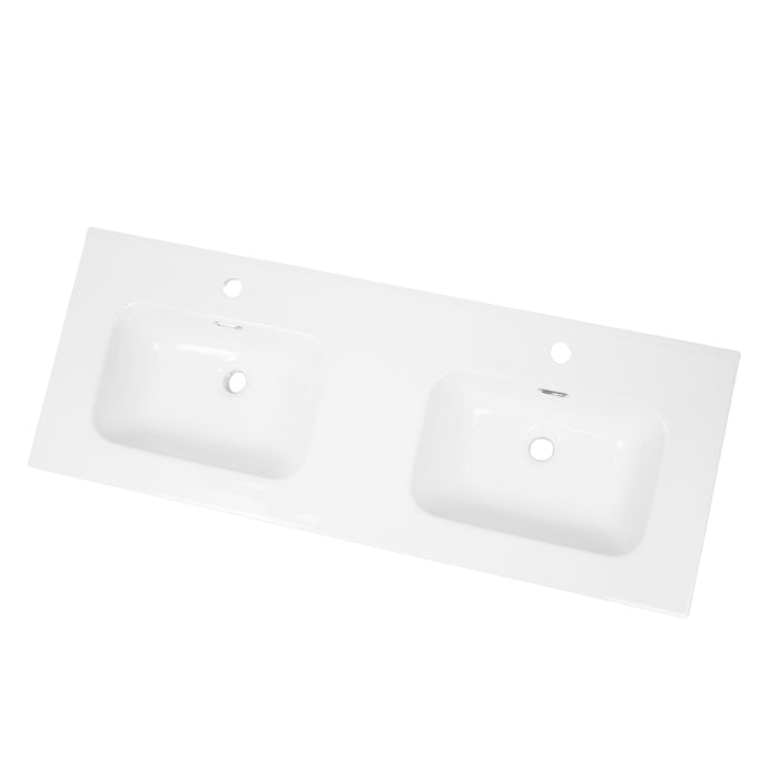 Lavabo ad incasso in ceramica bianco lucido per mobili bagno *** misure 121x46 cm, confezione 1