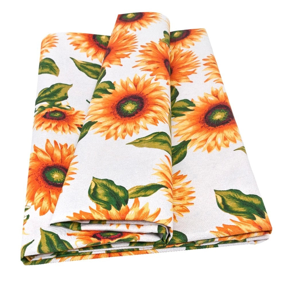 Tessuto Stoffa Girasoli Cotone Cucito Arredo Rivestimento Foderare Cuscini Divani 2,8x10 Mt Bianco