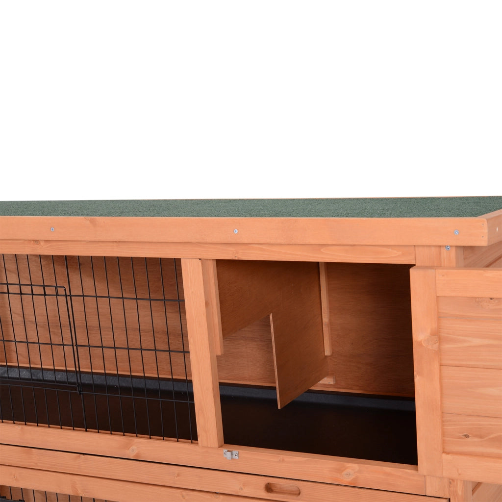 Gabbia per conigli a 2 piani in legno con tetto in asfalto e vaschetta 136x50x93 cm ¨C Xylo ¨C Arancione