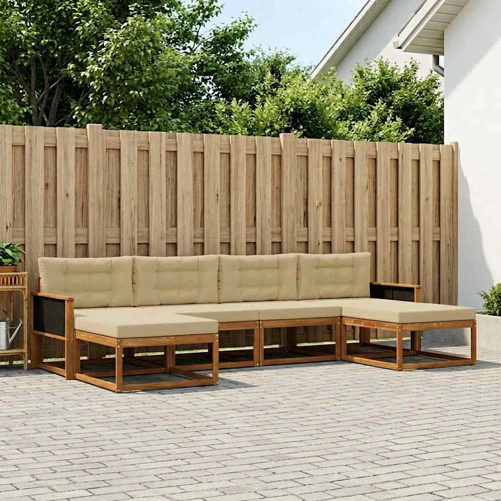 Set di divani da esterno 6 pz Naturale e Beige 3382776