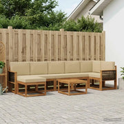 Set di divani da esterno 8 pcs Naturale e Beige Poliestere